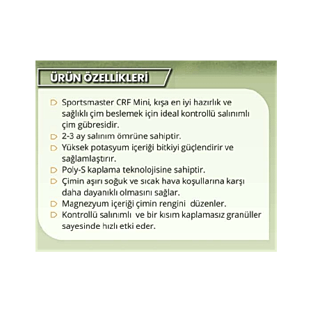 SPORTMASTER 10-05-21 + 2MgO + 4CaO ÇİM GÜBRESİ (2-3 AY)